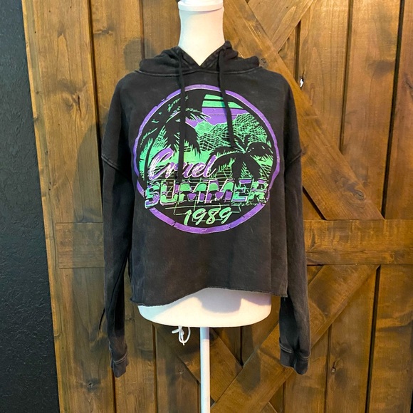 Country Deep Tops - NWOT Country Deep Cruel Summer Black Crop Hoodie